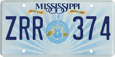 MS license plate ZRR374
