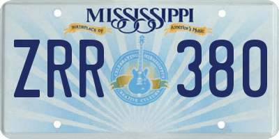 MS license plate ZRR380