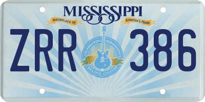 MS license plate ZRR386