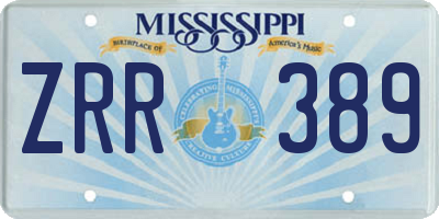MS license plate ZRR389