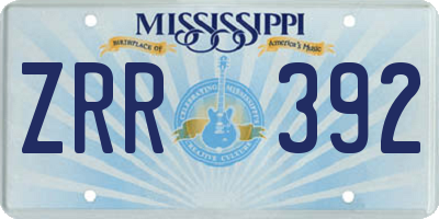MS license plate ZRR392
