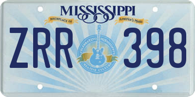 MS license plate ZRR398