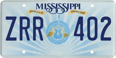 MS license plate ZRR402