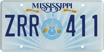 MS license plate ZRR411