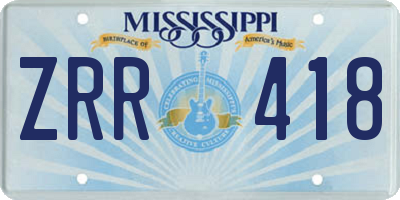 MS license plate ZRR418