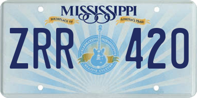 MS license plate ZRR420