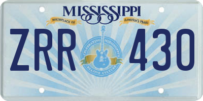 MS license plate ZRR430