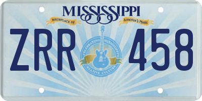 MS license plate ZRR458