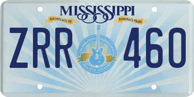 MS license plate ZRR460