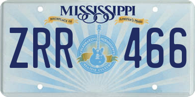 MS license plate ZRR466