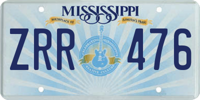 MS license plate ZRR476