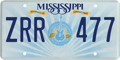 MS license plate ZRR477
