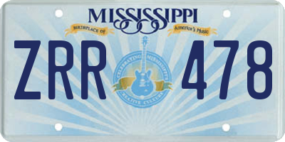 MS license plate ZRR478
