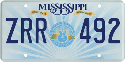 MS license plate ZRR492