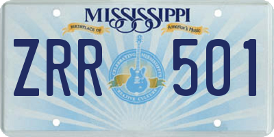 MS license plate ZRR501