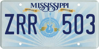 MS license plate ZRR503