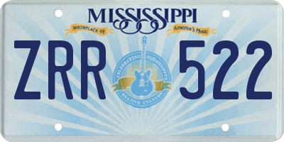 MS license plate ZRR522
