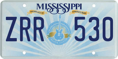 MS license plate ZRR530