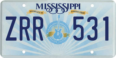 MS license plate ZRR531