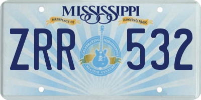 MS license plate ZRR532