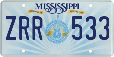MS license plate ZRR533