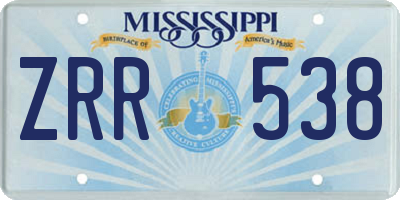 MS license plate ZRR538