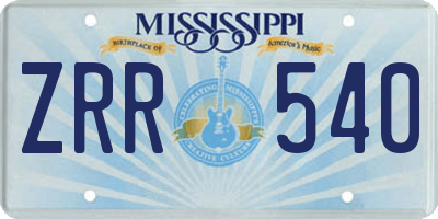 MS license plate ZRR540