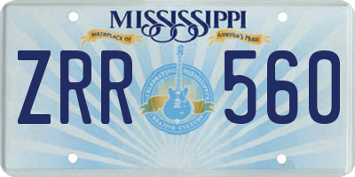 MS license plate ZRR560
