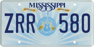 MS license plate ZRR580