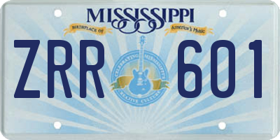 MS license plate ZRR601