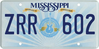 MS license plate ZRR602