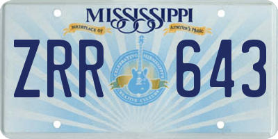 MS license plate ZRR643