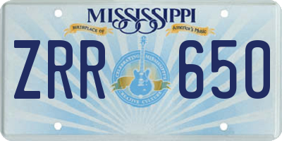 MS license plate ZRR650