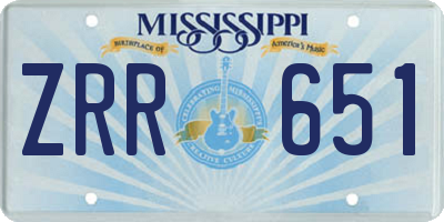 MS license plate ZRR651