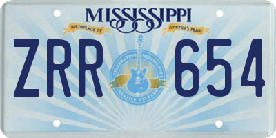 MS license plate ZRR654