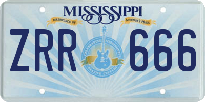 MS license plate ZRR666