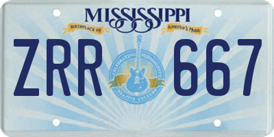 MS license plate ZRR667