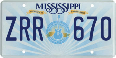 MS license plate ZRR670