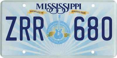 MS license plate ZRR680