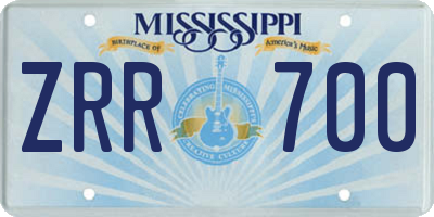 MS license plate ZRR700