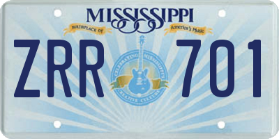 MS license plate ZRR701