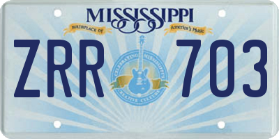 MS license plate ZRR703