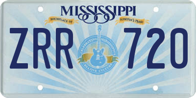 MS license plate ZRR720