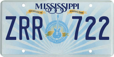MS license plate ZRR722
