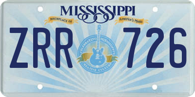 MS license plate ZRR726