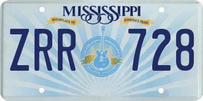 MS license plate ZRR728