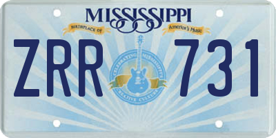 MS license plate ZRR731