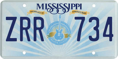 MS license plate ZRR734
