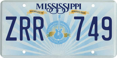 MS license plate ZRR749