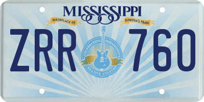MS license plate ZRR760